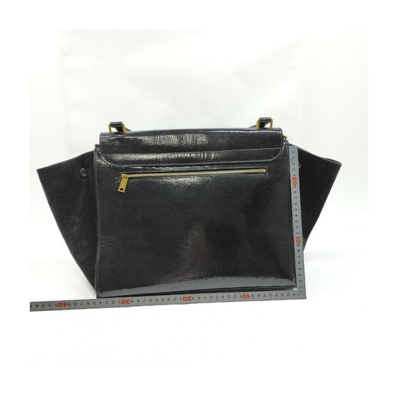 AUTHENTIC CELINE Hand Bag Black Enamel - Picture 9 of 10